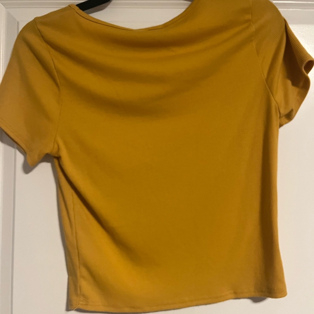Yellow Ribbed Square Neck Top - Picture 2 of 2